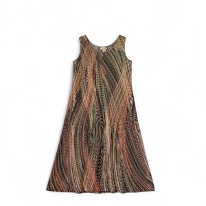 Plissé Midi Dress Size Medium Abstract